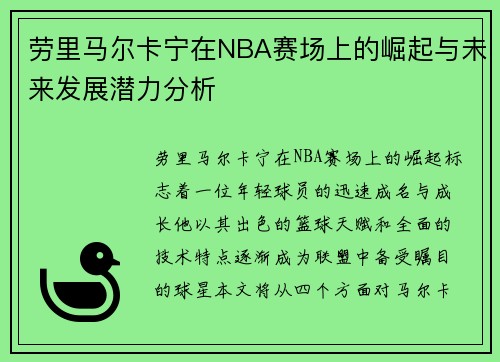劳里马尔卡宁在NBA赛场上的崛起与未来发展潜力分析